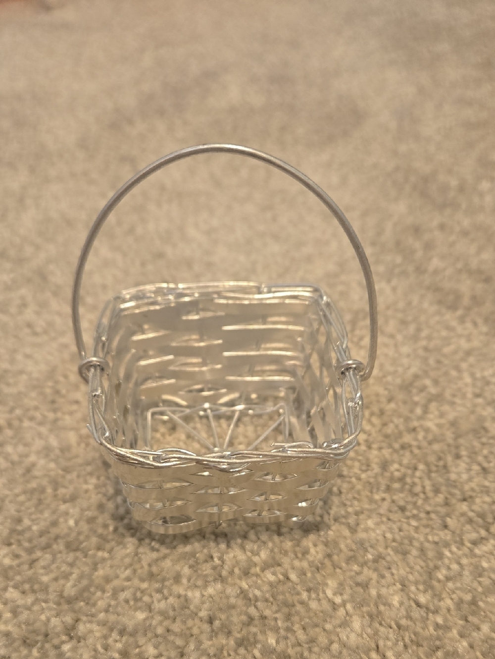 Tiny Metal Silver Colored Basket